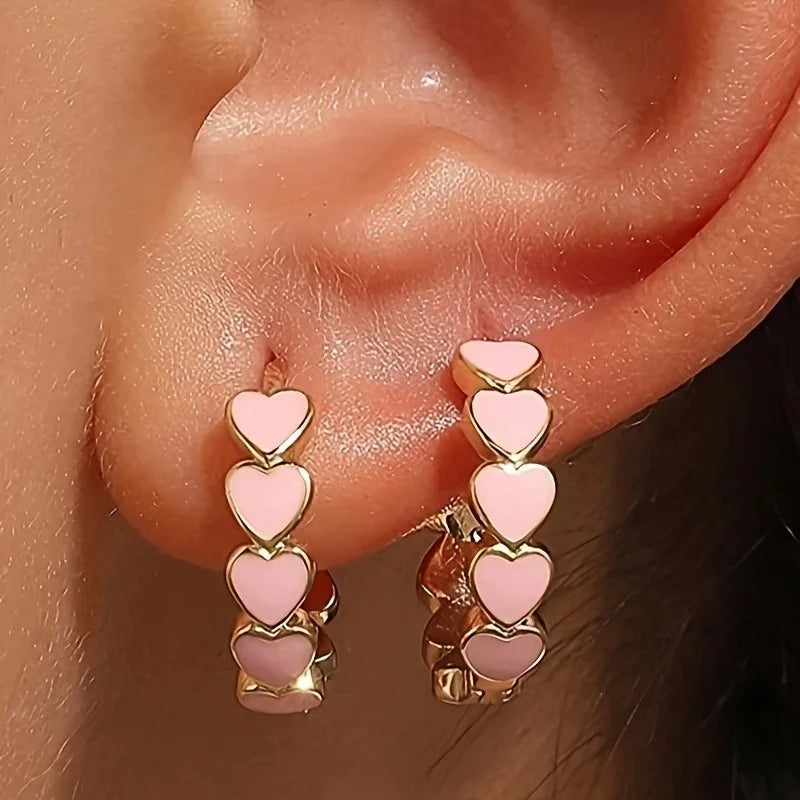 Heart Stainless Steel Earrings for Women Gold Color Hoop Earring Aesthetic Waterproof Ear Piercing Jewelry Accessories Wholesale.