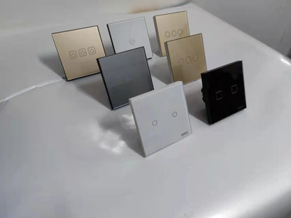 Ubaro eu/uk standard kristall gehärtetes glas wand paneel licht berührungs schalter led anzeige sensor elektrische taste 1/2/3gang 220v