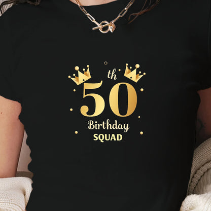 50th birthday squad gold design women's fashion short t-shirt.