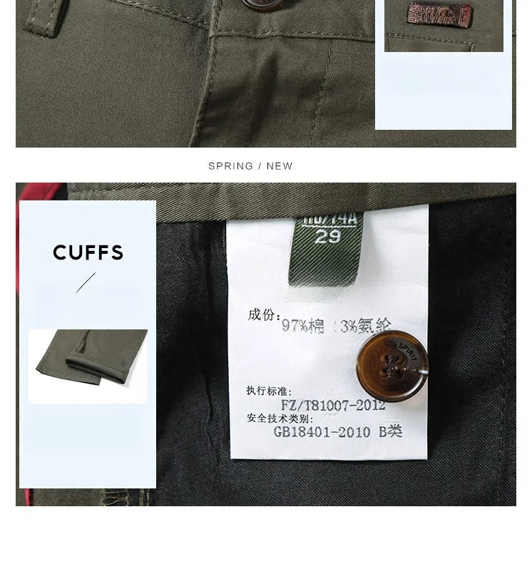 Spring Summer Cotton Casual Pants Mens Clothing Straight Business Green Black Khaki Trousers Male size 40 42 44.