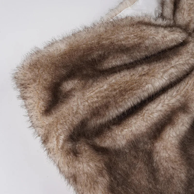 Faux Fur Bodycon Mini Skirts 2025 Fall Winter Women Fashion Sexy Low Waist Hipster Furry Night Clubwear Bottoms Streetwear Skirt.