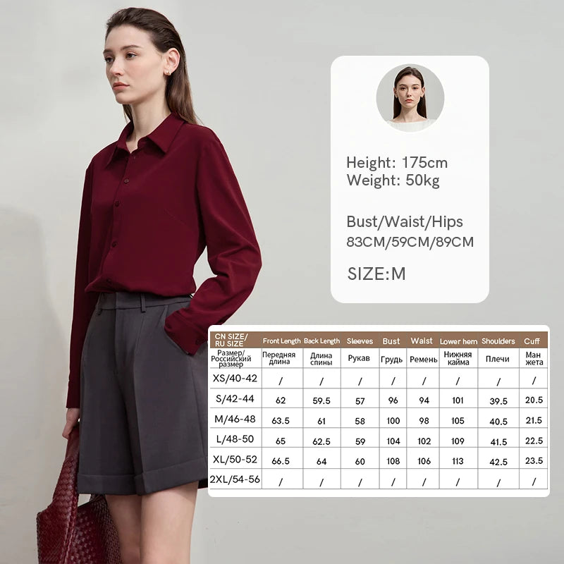 AMII Office Lady Shirt 2025 Autumn New Minimalism thick Long Sleeves Blouse Elastic Cotton Lapel Women's Clothing 12553079