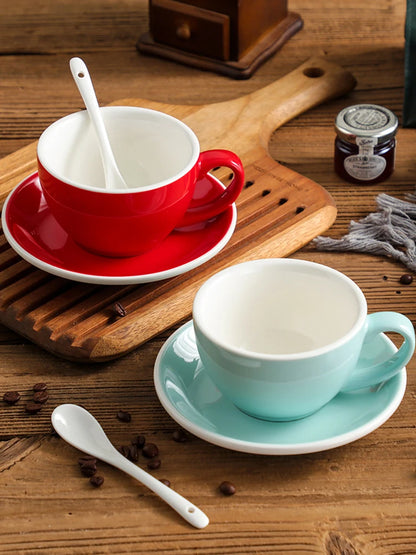 300ml Ceramic Coffee Cup and Saucer Set Pottery Latte Cups Breakfast Milk Mug Afternoon Teacup Porcelain Water Mugs Wholesale.