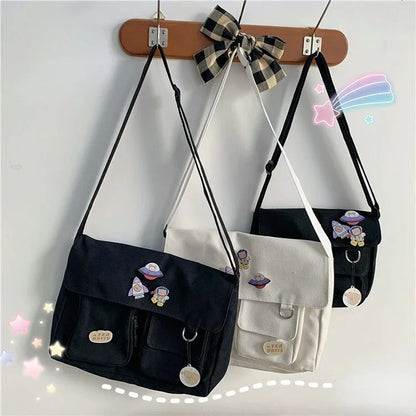 Cute Canvas Bag Wild Student Women Handbags Shoulder Bag Female Japanese Harajuku Diagonal Crossbody Bags for Girl Pouch Bolsas.