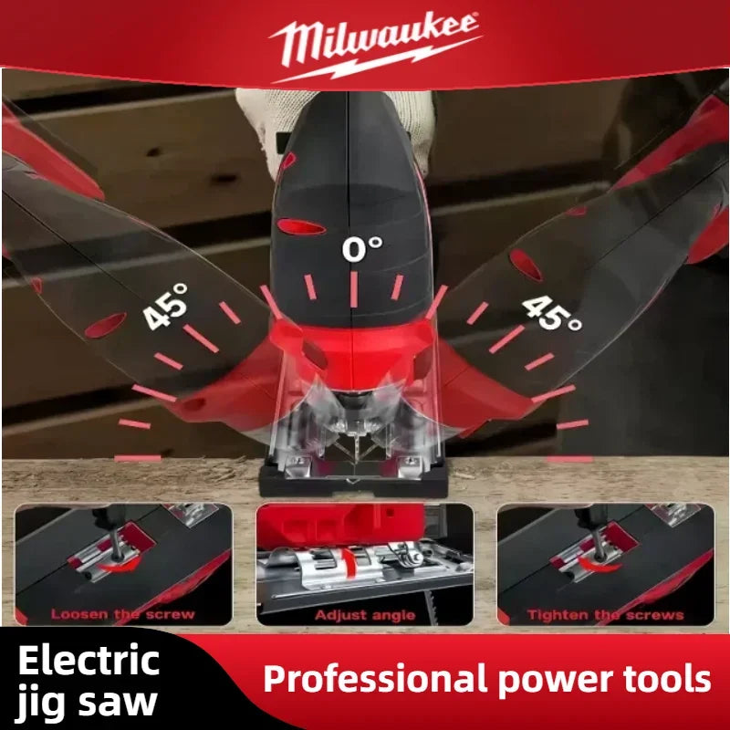 Milwaukee 3000 U/min bürstenlose Kurvensäge, kabellose elektrische Stichsäge, tragbares, multifunktionales, verstellbares Elektrowerkzeug für die Holzbearbeitung