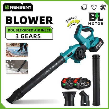 NEWBENY 3 Gänge bürstenloses elektrisches Luftgebläse, kabellos, verstellbare Rotation, Blatt-Schnee-Staubreiniger-Werkzeug für 21 V 18 V Batterie