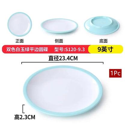 1Pc Commercial Melamine Tableware Household Plastic Dinner Plates Round Barbecue Salad Dishes Plate Kitchen Accessories