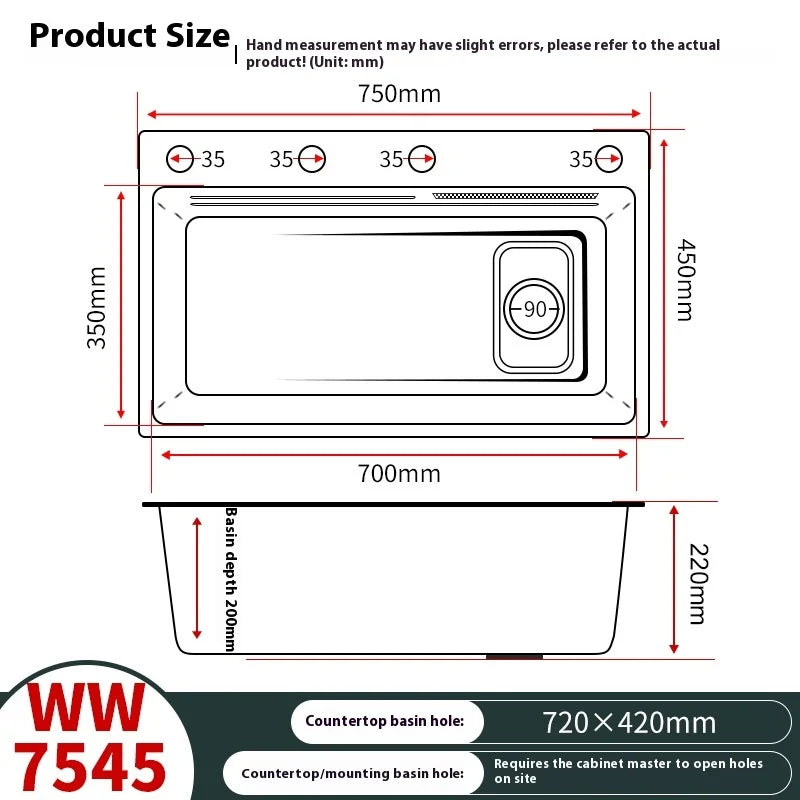 Silver 304 Stainless Steel Waterfall Kitchen Sink Multifunctional Scratch and Wear Resistant Large Single Slot Undermount Basin