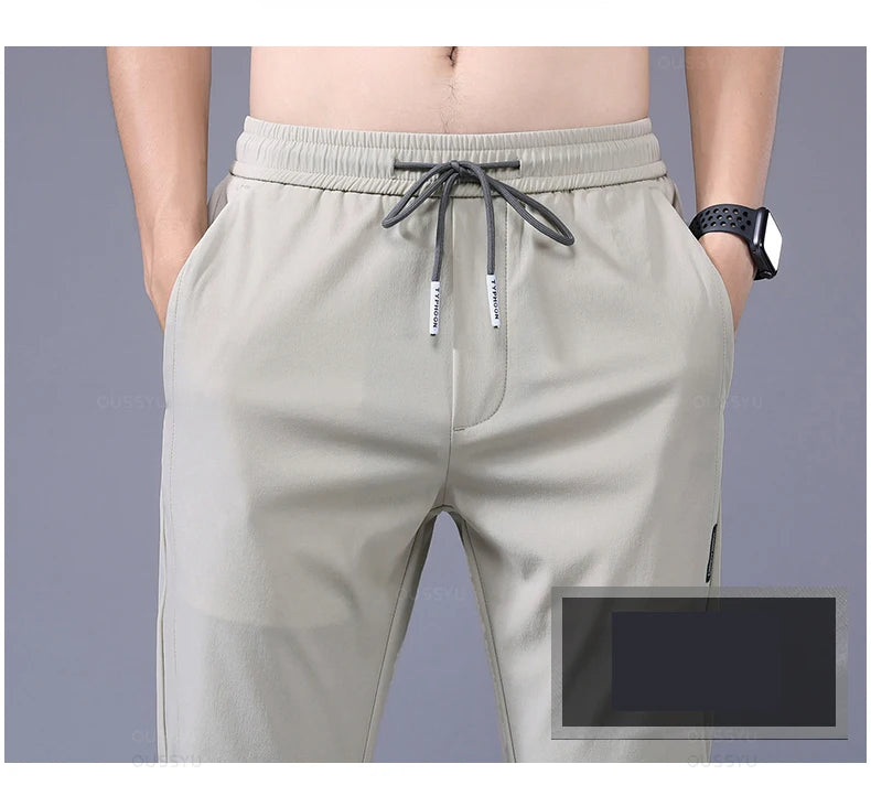 OUSSYU Brand New Spring Summer Men's Casual Pants Slim Pant Straight Thin Trousers Male Fashion Stretch Khaki Jogging 28-38.