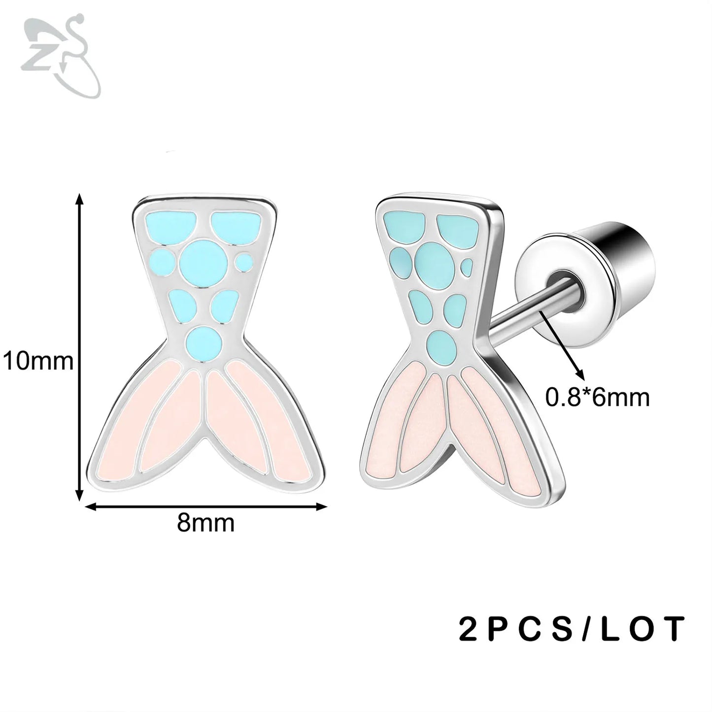 ZS 2Pcs/lot Stainless Steel Butterfly Star Heart Stud Earring Silver Color Earrings Ear Tragus Helix Tragus Piercing 20G Jewelry.