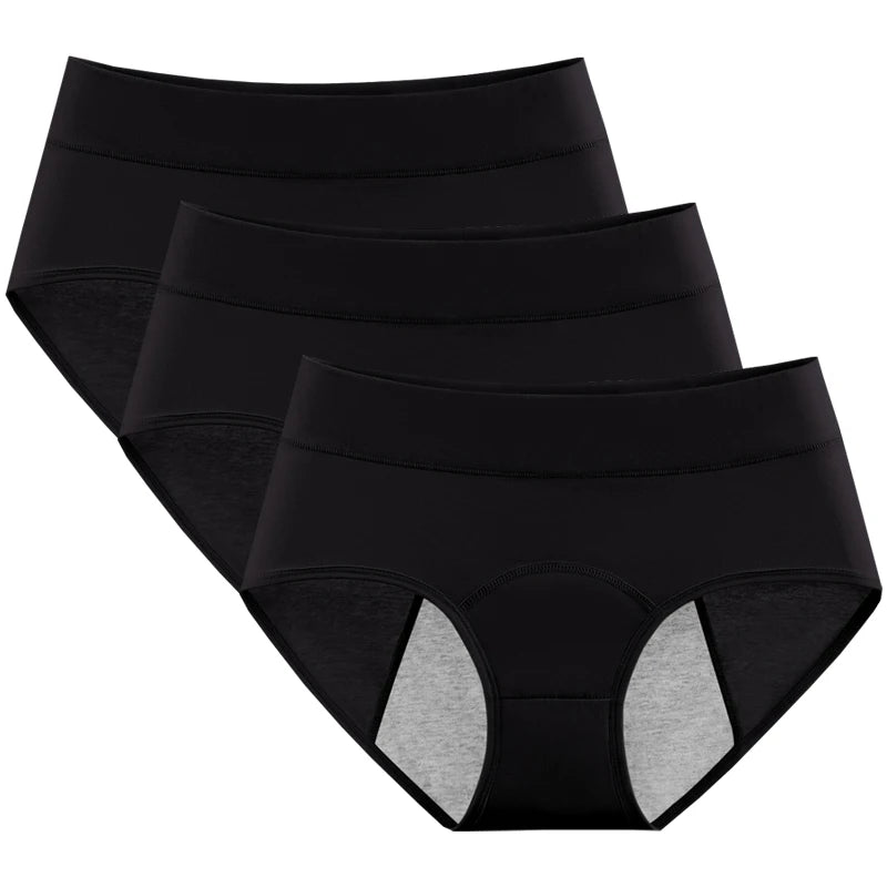 3pcs Cotton Women's Mid Waist Leak Proof Menstrual Panties Female Widen Period Physiological Briefs Lady Ventilate Comfort Panty