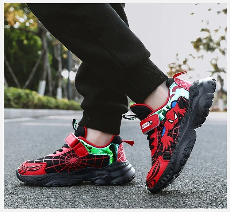 Disney Kids Sneakers Boys Tennis Shoes Comfortable Mesh Shoes Lightweight Outdoor Children's Sports Walking Black Blue Shoes.