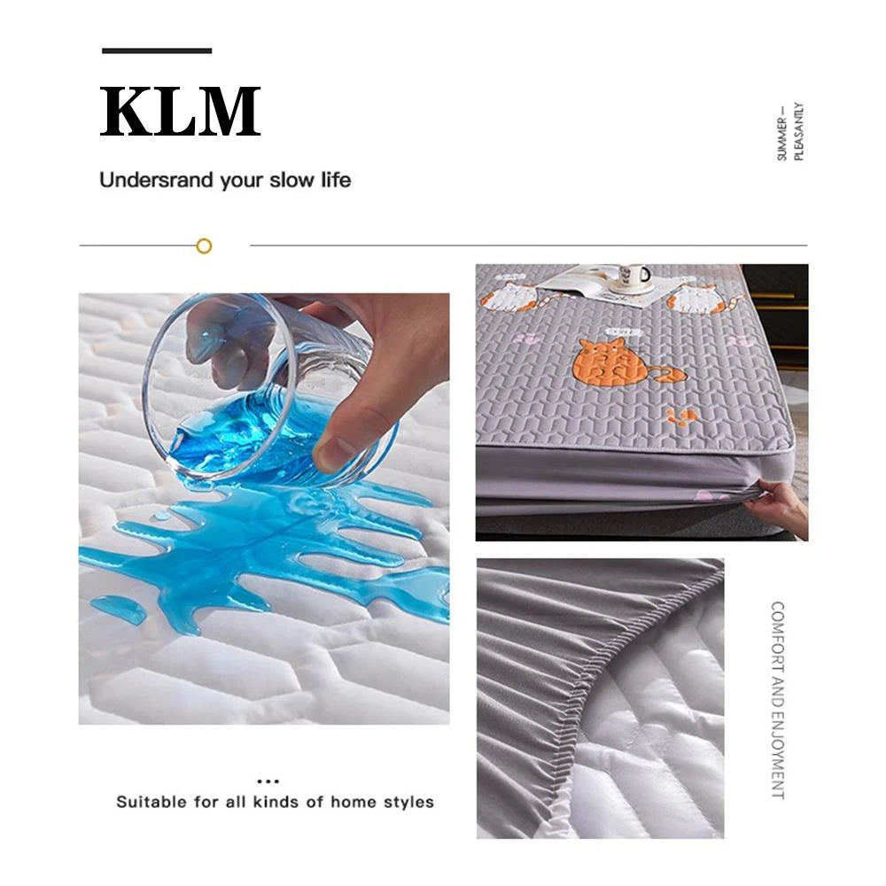 Waterproof Thicken Mattress Cover Quilted Latex Mat Bed Covers Pad Skin-Friendly Fitted Sheet Protector Bedspread150/160/180x200