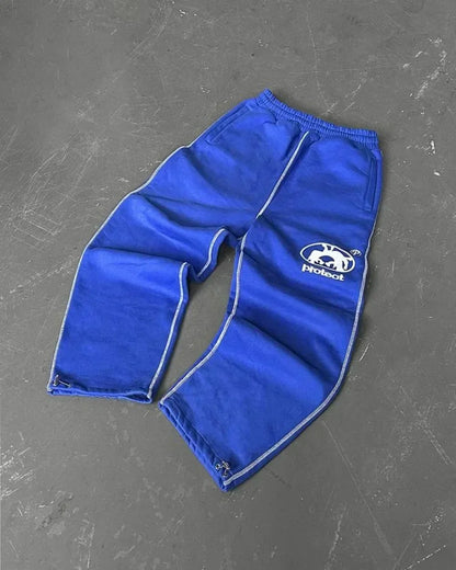 Y2K Retro Gerade Hosen Trainingsanzug Streetwear Hosen Personalisierte Hose Bein Zipper Stickerei Hip Hop Casual Jogger Männer Hosen