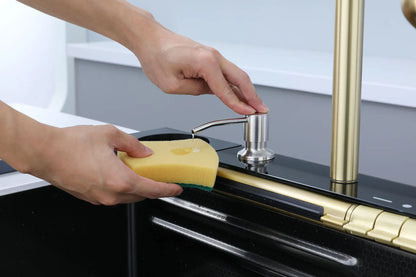 Golden Household Stainless Steel Waterfall Kitchen Sink MultiFunction Wash Vegetable and Dish Countertop Basin Large Single Slot