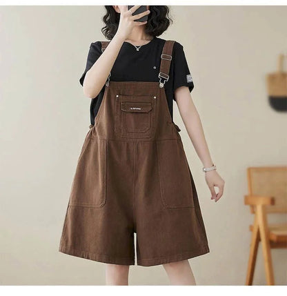 Denim Jumpsuits for Women Vintage Korean Style One Piece Outfit Casual Loose Rompers Wide Leg Jeans Summer New Women Clothing.