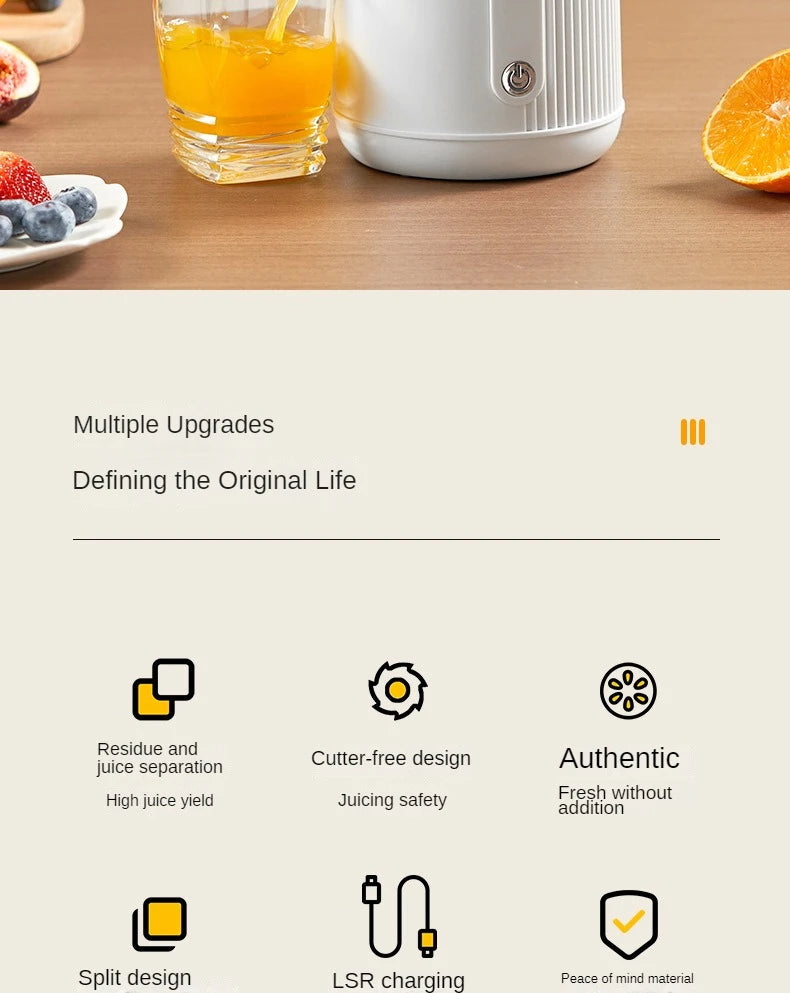 Rechargeable Electric Citrus Juicer Orange Juice Machine Extra Large Caliber Residue Separation.