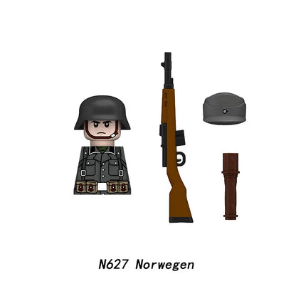 Military WWII Figure Building Blocks Accessories MP40 Rocket Launcher MG42 Officer Army Camouflage Soldier Pzf 98K Toy Gift N029.