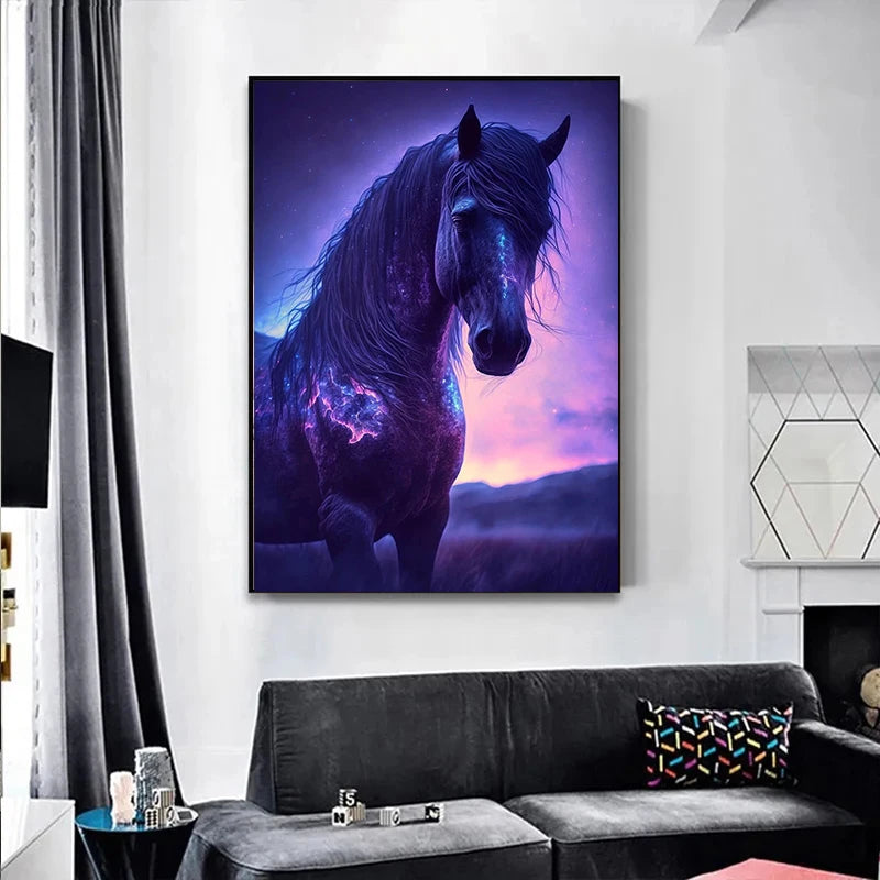 Black and White Wild Horses Canvas Paintings on The Wall Art Posters Prints Wall Picture Modern Animals Art Room Home Decor.