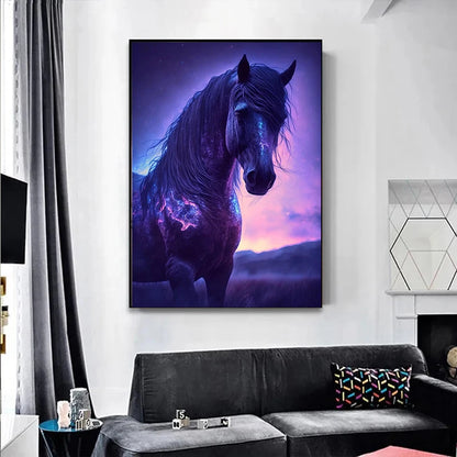 Black and White Wild Horses Canvas Paintings on The Wall Art Posters Prints Wall Picture Modern Animals Art Room Home Decor.