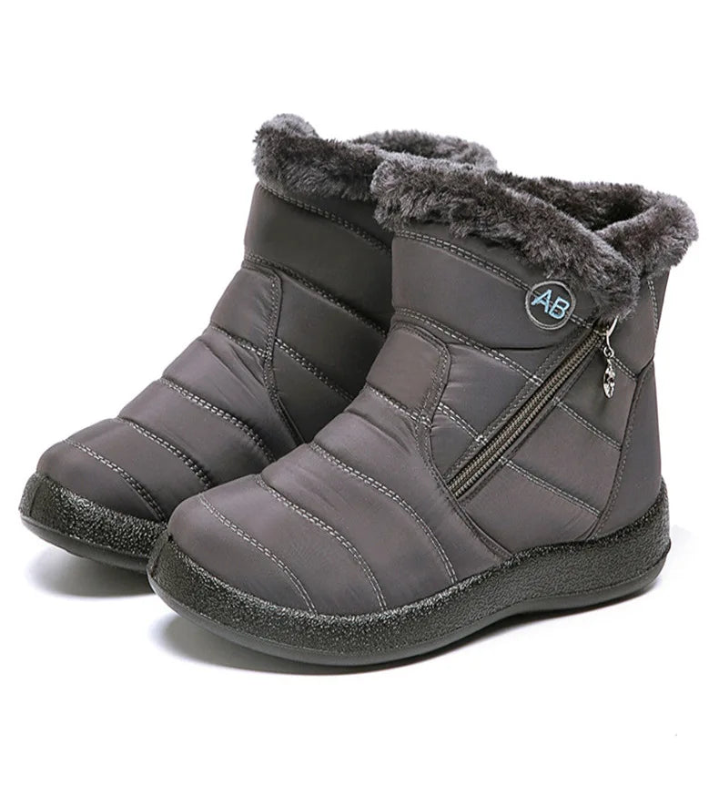 Boots Women's Ankle Boots With Fur Waterproof Snow Botas Mujer Elegant Winter Shoes For Woman Winter Boots Casual Black Footwear