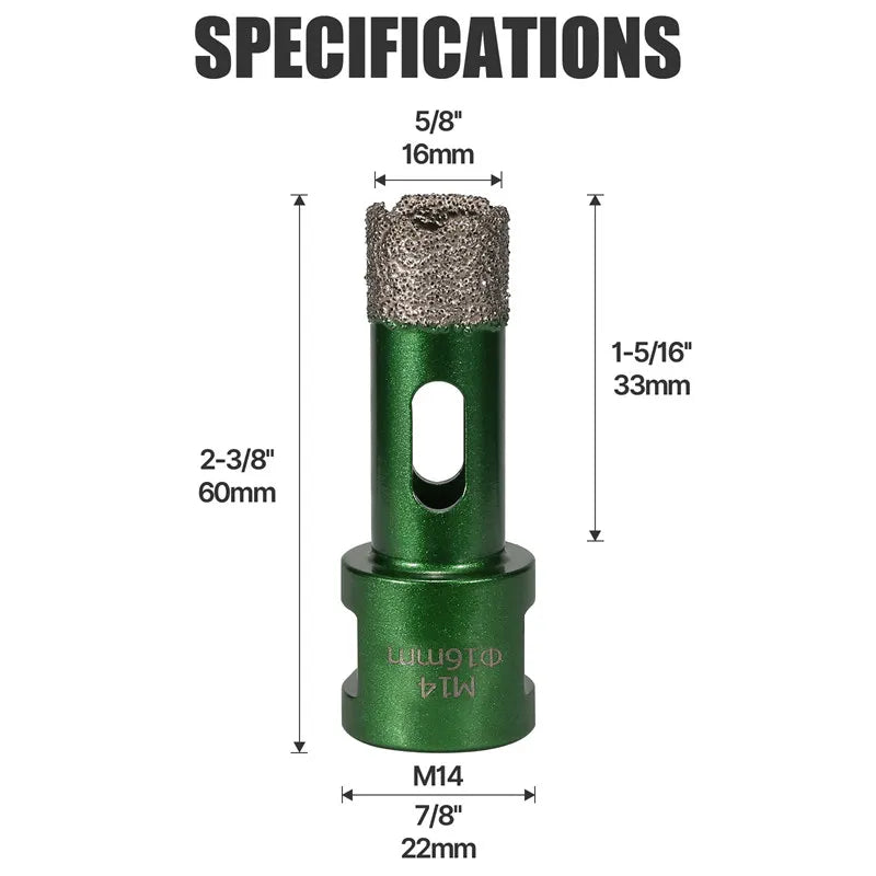 6–130 mm M14-Gewinde, trocken, vakuumgelöteter Marmor, Mauerwerk, Lochsäge, Öffner, Diamantbohrkrone für Keramikfliesen, Granit, Marmor