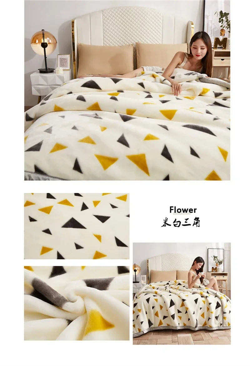 European Style Warm Raschel Blanket for Winter High End Soft Thicken Warmth Weighted Blanket Double Side Flocked Comforter Duvet