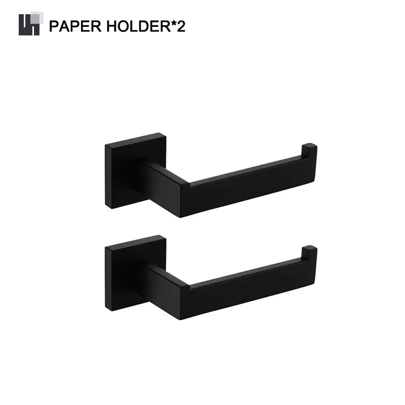 Schwarz Bad zubehör Edelstahl Set Wandre gal Handtuch halter Handtuch halter Taschentuch halter Kleider haken Toiletten bürste Anhänger