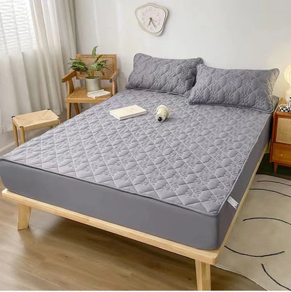 Flower Pattern Adjustable Fitted Sheet Quilted Cotton Fabric Mattress Protector With Elastic Band 90/120/150/180 Solid Color Bed.