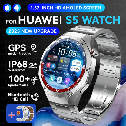 2025New GUHUAVMI GT5 Pro Smart Watch Men HD AMOLED Screen GPS Motion trajectory HeartRate Bluetooth Call 1.52" SmartWatch IP68