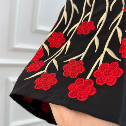 Islamic Clothes Black Flower Embroidery Abayas for Women Dubai Cardigan Muslim Saudi Open Abaya Kimono Luxury Hijab Dress Kaftan