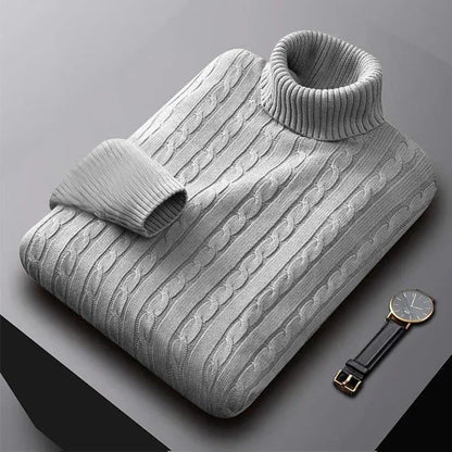 2025 New Men's High Neck Sweater Solid Color Pullover Knitted Warm Casual Turtleneck Sweatwear Woolen Mens Winter Outdoor Tops.