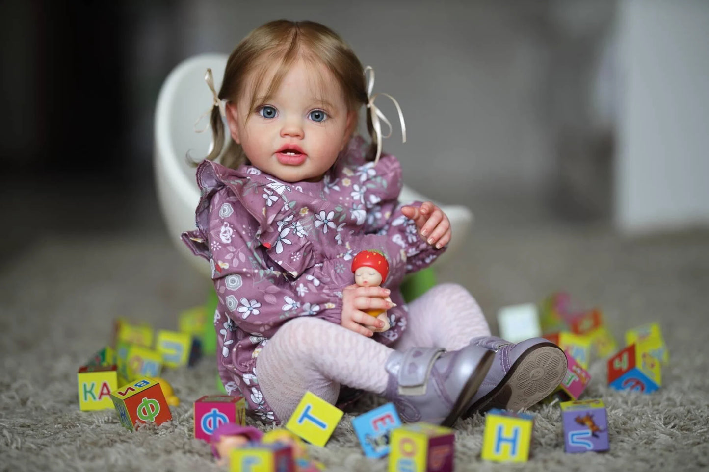 NPK 24Inch Newborn Baby Toddler Doll Reborn Lottie Princess Girl Lifelike Soft Touch 3D Skin Art Doll with Hand Rooted Hair.