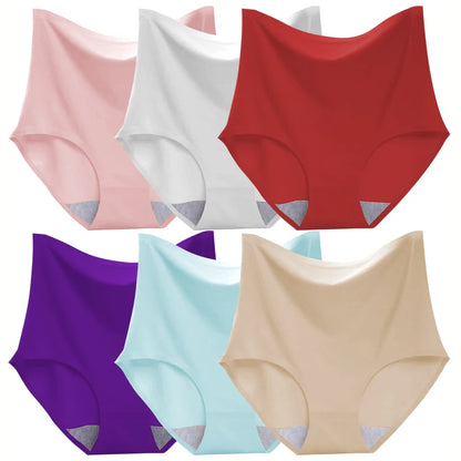 Women's underwear ice silk High waist Seamless Panties soft Lingerie Slimming Abdomen In Hip Lift plus size Breathable Briefs.