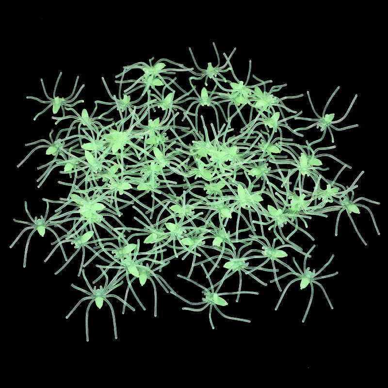 50–100 Stück leuchtende Halloween-Spinnen, gruselige Trick-Spinne für drinnen und draußen, Spukhaus, dekorative Requisiten, Halloween-Partyzubehör.