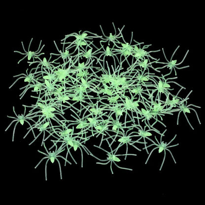 50–100 Stück leuchtende Halloween-Spinnen, gruselige Trick-Spinne für drinnen und draußen, Spukhaus, dekorative Requisiten, Halloween-Partyzubehör.