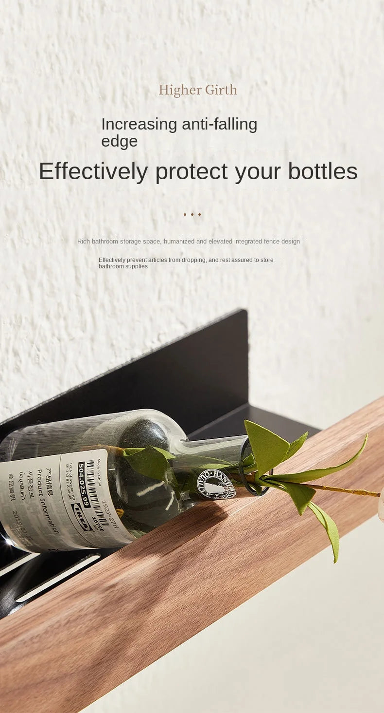 Badezimmerregal, Aufbewahrungsregal ohne Stanzen, Badezimmerregale aus massivem Holz, stanzfreies Holzregal zur Wandmontage, Toiletten-Organizer