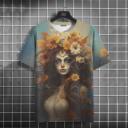 Mexican Skull Day of The Dead Graphic T Shirt for Men Womens Graffiti Clothing Horror Goth T-shirts Fashion Streetwear Tops Tees.