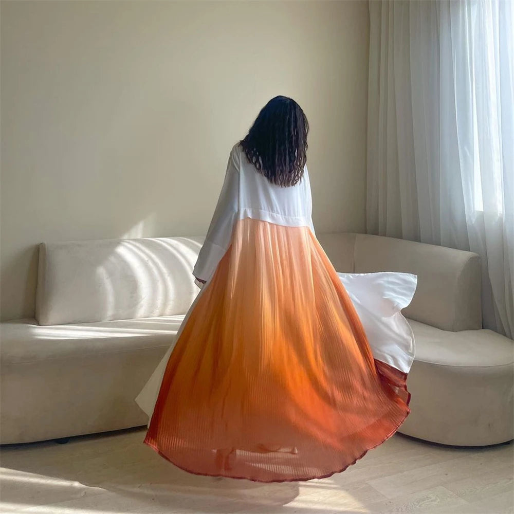 Ramadan Open Chiffon Kimono Abaya Kaftans Turkey Islam Muslim Dress Prayer Clothes Women Djellaba Kebaya Robe Femme Musulmane.