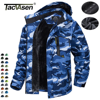 TACVASEN Fleece Lining Mountain Jackets Mens Hiking Jackets Outdoor Removable Hooded Coats Ski Snowboard Parka Winter Outwear.