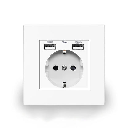 EU-Wand USB-Steckdose, 5V 2,1 A Steckdose, 86mm * 86mm 16a Dual-USB-Anschluss iOS Android-Telefon Ladeans chluss Steckdose.