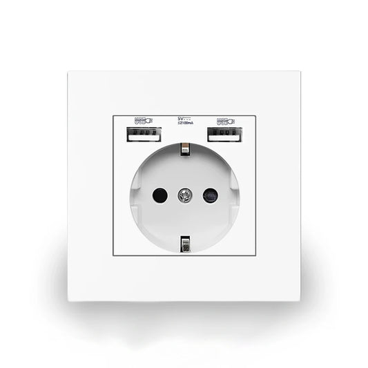 EU-Wand USB-Steckdose, 5V 2,1 A Steckdose, 86mm * 86mm 16a Dual-USB-Anschluss iOS Android-Telefon Ladeans chluss Steckdose.