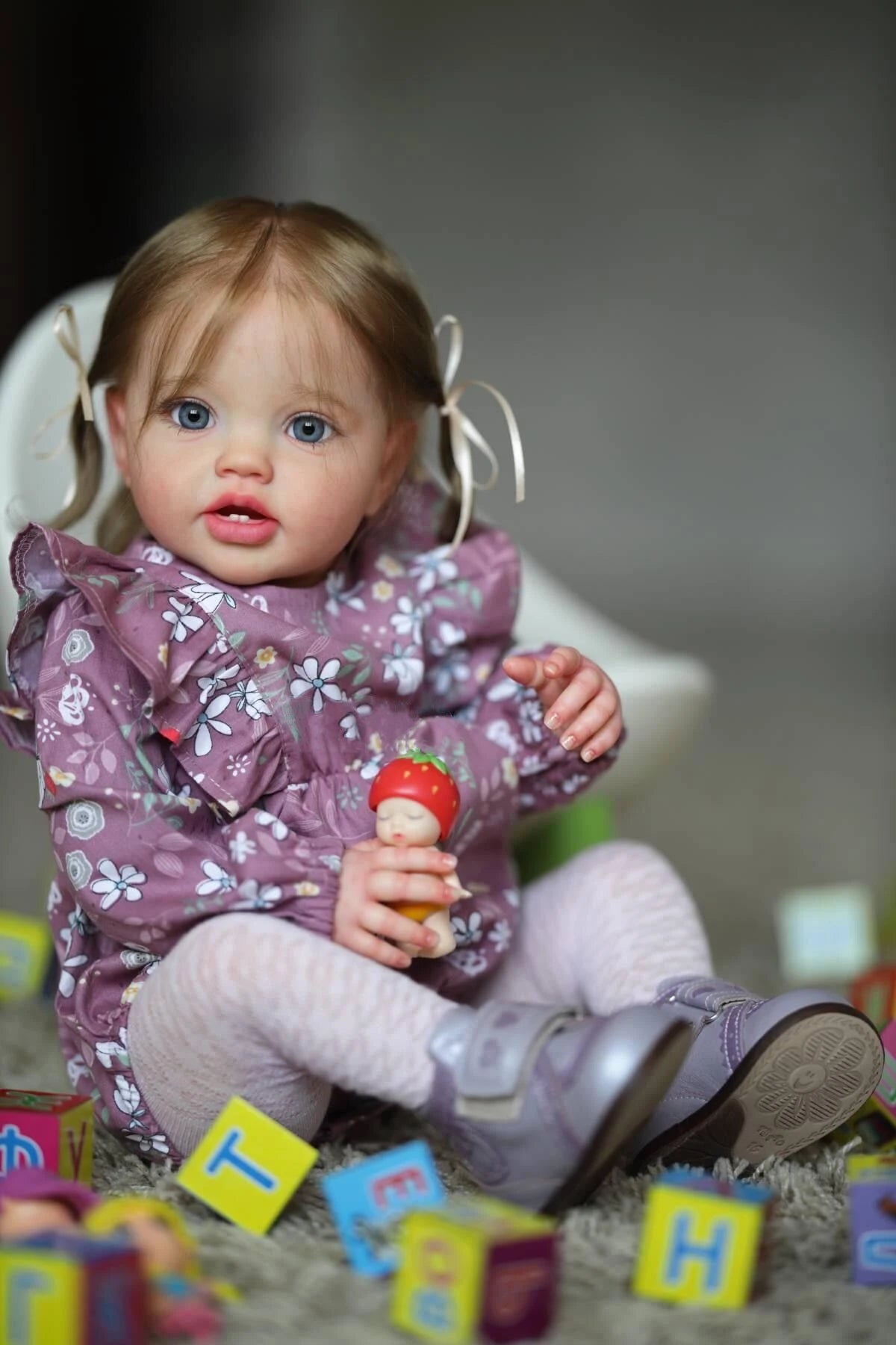 NPK 24Inch Newborn Baby Toddler Doll Reborn Lottie Princess Girl Lifelike Soft Touch 3D Skin Art Doll with Hand Rooted Hair.