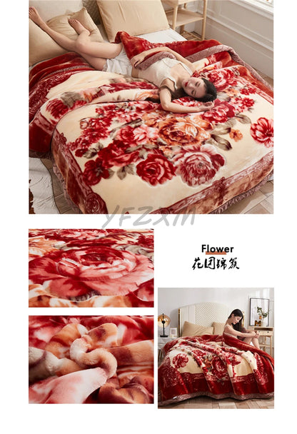 New Warm Weighted Blankets for Beds High End Thicken Warmth Raschel Blanket for Winter Autumn Double Side Plush Comforter Quilt