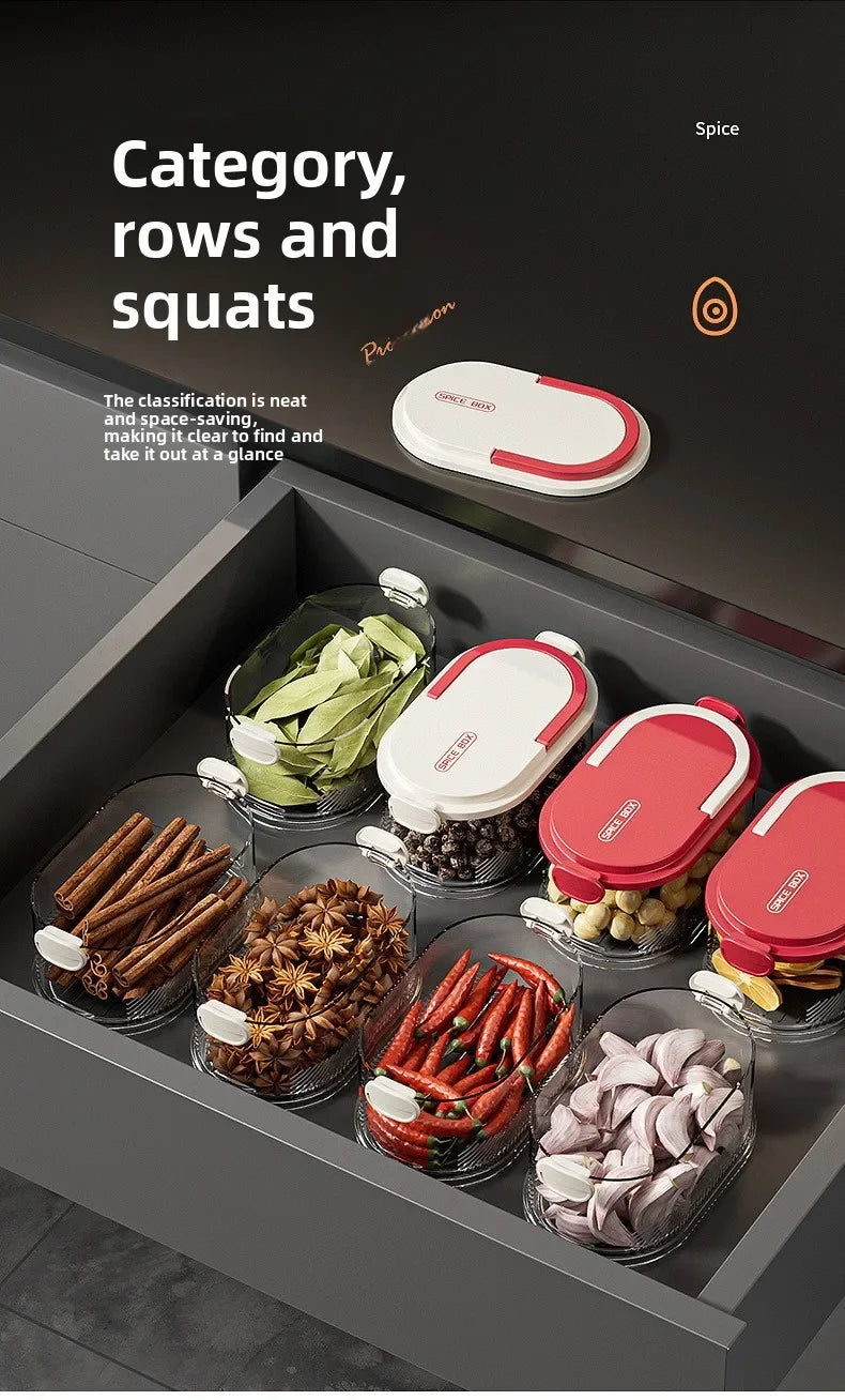 Portable Storage Box Onion Ginger and Garlic Seasoning Jar Can Be Stacked Sealed Storage Jar Packaging Fresh-keeping Box.