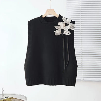 Herbst Winter Elegante Strickwaren 3-teiliges Damen-Pullover-Set Schicke weiße graue schwarze Strickjacke mit Schleifendetail Lässige gestrickte Hose mit weitem Bein