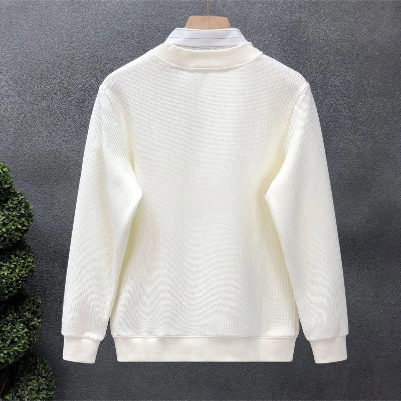 Casual Fake Two-piece Plus Size Hoodies Sweatshirts Spring Autumn Long Sleeve Patchwork Trend Tops Fashion Korean Men Clothing.