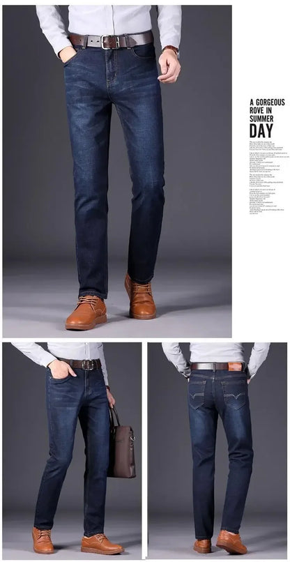 Elastische Jeans für Herren, Frühling und Herbst, lockere Passform, gerades Bein, vielseitige Hose, verschleißfest, lässige Konstruktion, Bienenhose, Sommer