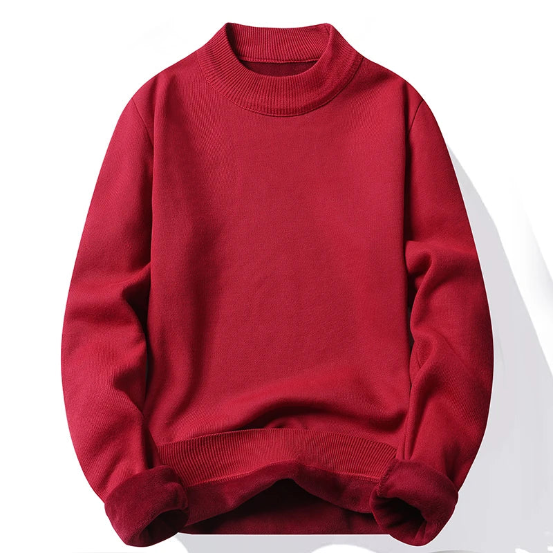 Knitwear Sweater New Autumn/Winter Mock Neck Sweatshirts Solid Color Pullovers Man Brand Casual Mens Clothing
