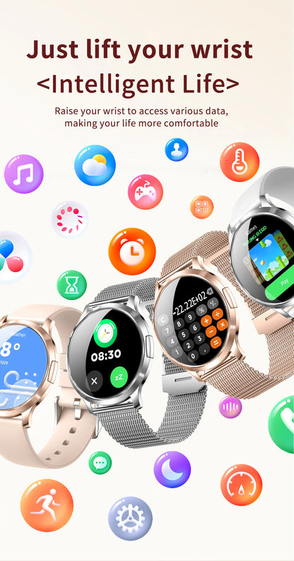 2025 New Smart Watch For Women AMOLED Screen Watches IP68 Waterproof Heart Rate Monitor Ladies Call Smart watch For Android ios
